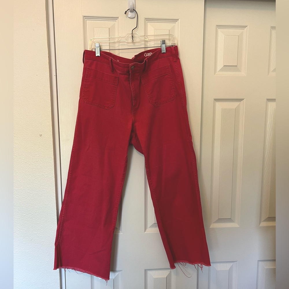 GAP 1969 Red kick flare jeans with frayed hem - 33